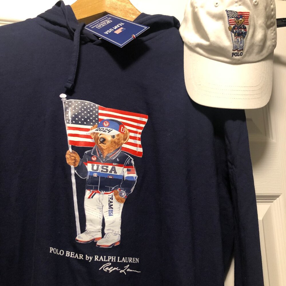 polo ralph lauren team usa 2024 men's new cotton hoodie and hat size: L - Picture 8 of 15